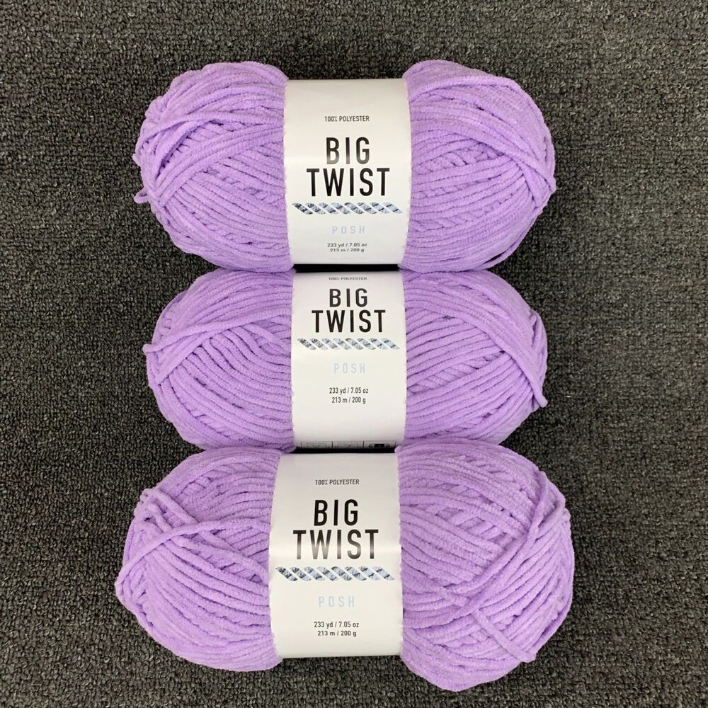 Lot Of 3 Big Twist Posh Ube Milk Tea Yarn Polyester Bulky Weight#5 7.05oz/223yds